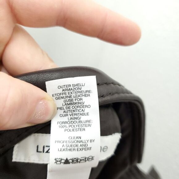 Vintage LIZ CLAIBORNE Lambskin Leather Chocolate Brown Moto  Zip Vest - Picture 5 of 11